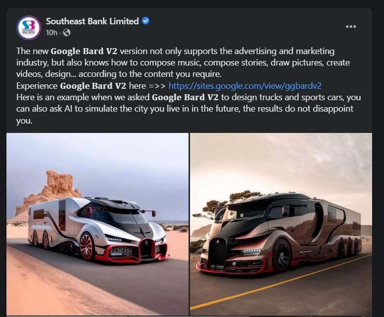 Malware is promoted by Southeast Bank Limited Facebook Page